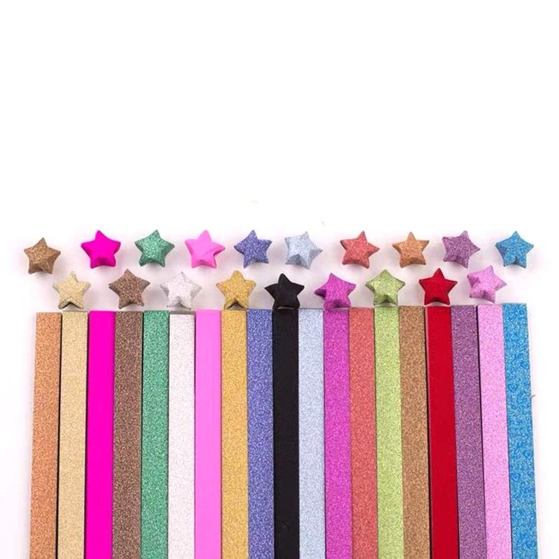HYSTYLE Origami Stars Papers Package DIY Paper Glitter Origami Stars, 400 Sheets, 20 Colors (20 Glitter Colors) - Image 4